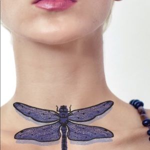 Hand drawn dragon fly temporary tattoo